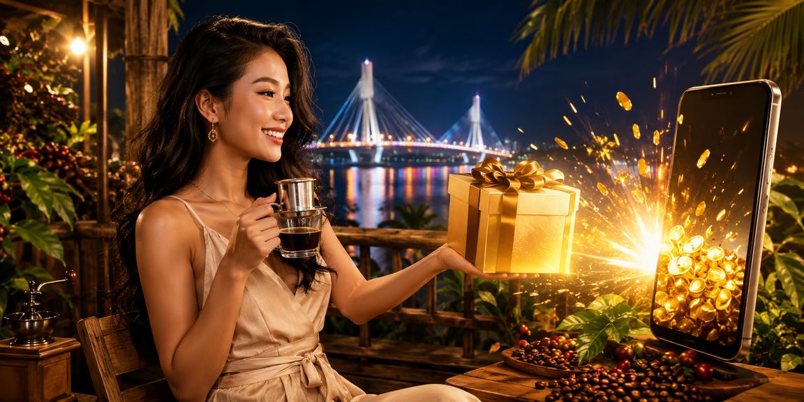 Người chơi dùng điện thoại trải nghiệm casino vn790 tại quán cà phê Cần Thơ